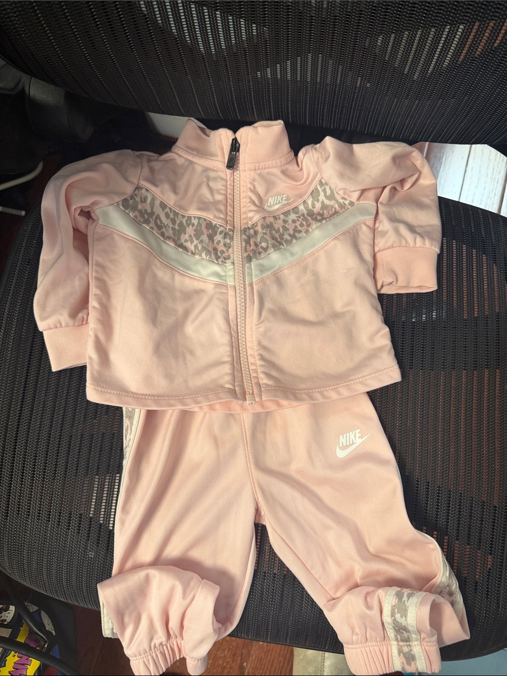 Nike Light Pink Girls' Tracksuit with Cheetah Trim